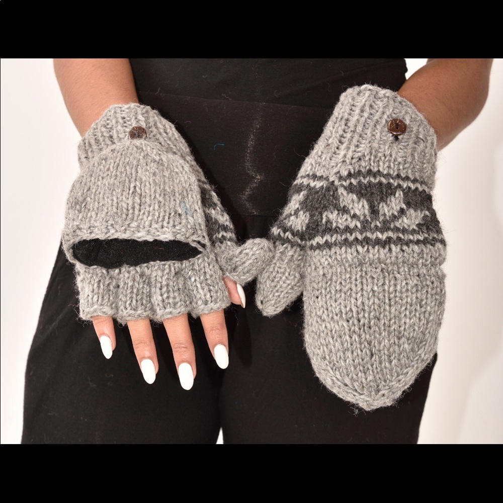 Wool fingerless mittens